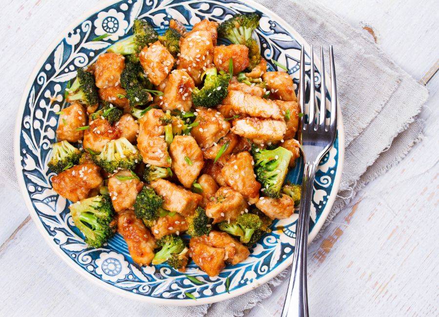 Chicken, broccoli, and sweet potato 